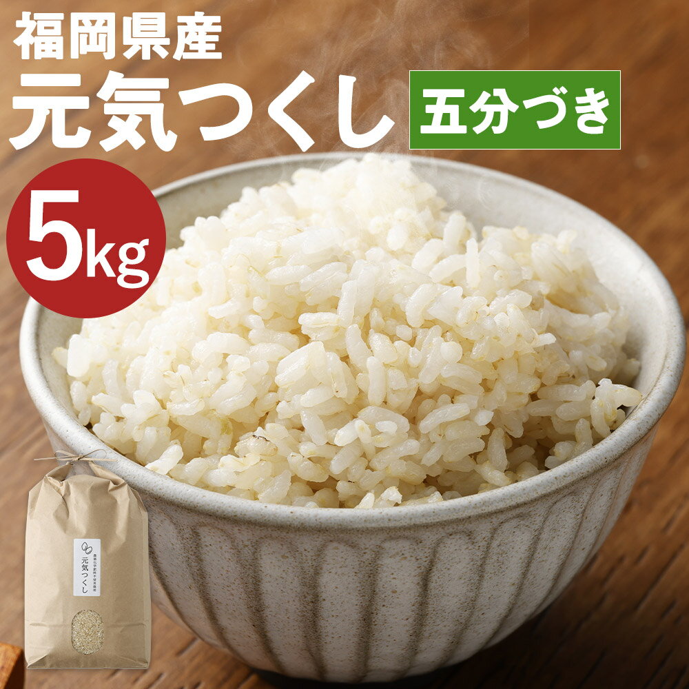 【ふるさと納税】福岡県産 元気つくし 五分づき 5kg お米 九州産 分づき米 5分精米 栽培期間中肥料・農薬・除草剤不使用 送料無料【2025年11月上旬より順次発送予定】