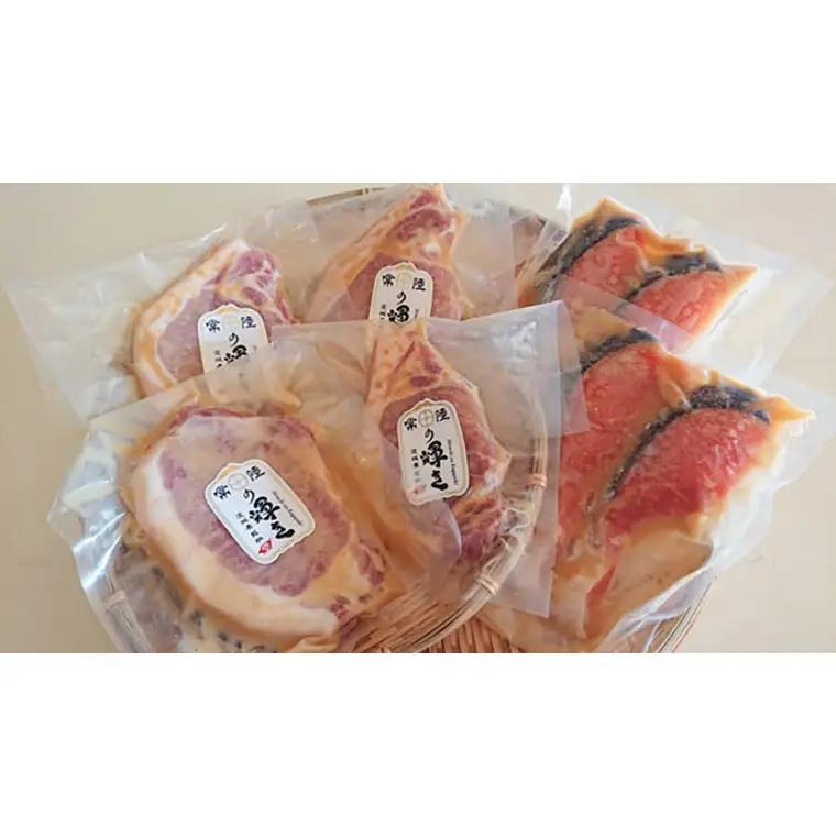 豚肉味噌漬け 銀鮭西京漬け 各4枚 セット 茨城 ブランド豚 常陸の輝き 鮭 豚肉 味噌漬け 銀鮭 西京漬け_AA001