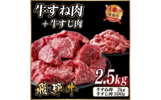 飛騨牛 牛すね肉・牛すじ肉煮込み料理セット 計約2.5kg＜冷蔵便＞訳あり A4～A5等級 黒毛和牛【1758627】