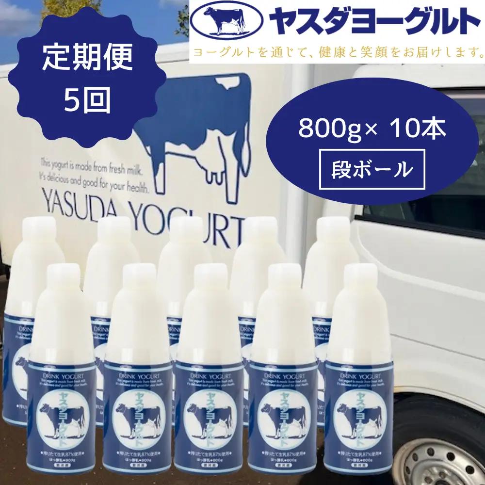 【5ヶ月定期便】ヤスダヨーグルト 800g×10本×5回 大ボトル ヨーグルト まるでスイーツ 無添加 搾りたて こだわり生乳 濃厚 飲むヨーグルト のむよーぐると 業務用 料理 シェア イベント1B90084