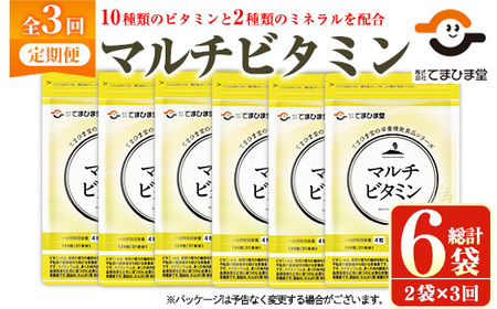 No.1279-A ＜定期便・全3回(隔月)＞マルチビタミン(2袋×3回・計6袋) 鹿児島 日置市 健康食品 サプリ 栄養バランス 食生活 安心安全 野菜不足 好き嫌い 豊富な栄養素 マルチビタミン ミネラル 亜鉛 マグネシウム 【てまひま堂】