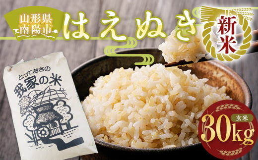 【令和6年産 新米 先行予約】 はえぬき (玄米) 30kg 《令和6年10月上旬～発送》 『田口農園』 山形南陽産 米 ご飯 農家直送 山形県 南陽市 [1503-R6]