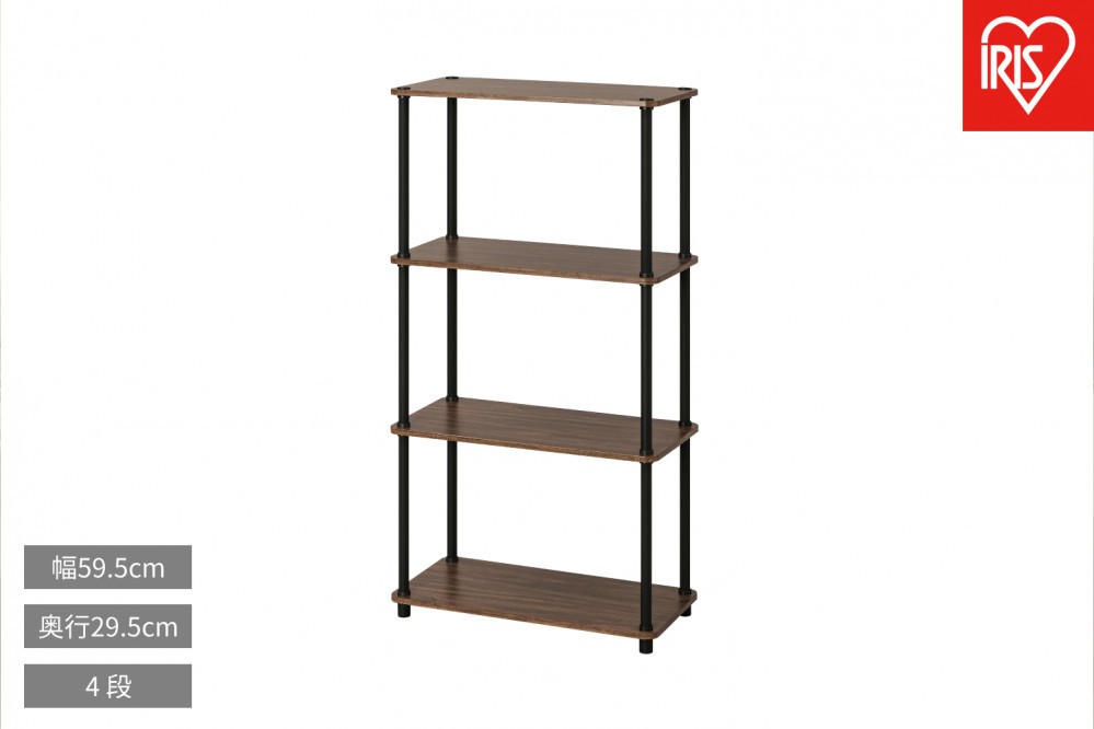 
                  組立簡単スチールポールラック ４段ラック SPRｰ4R590 ウォールナット/
ブラック
                