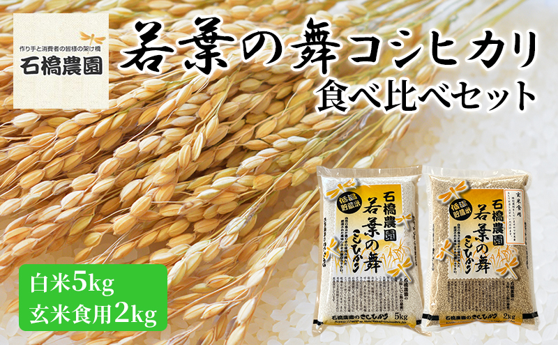 米 若葉の舞 コシヒカリ 白米5kg玄米食用2kg 食べ比べセット こしひかり お米 白米 玄米 セット 食べ比べ 精米 千葉 千葉県 低温保存