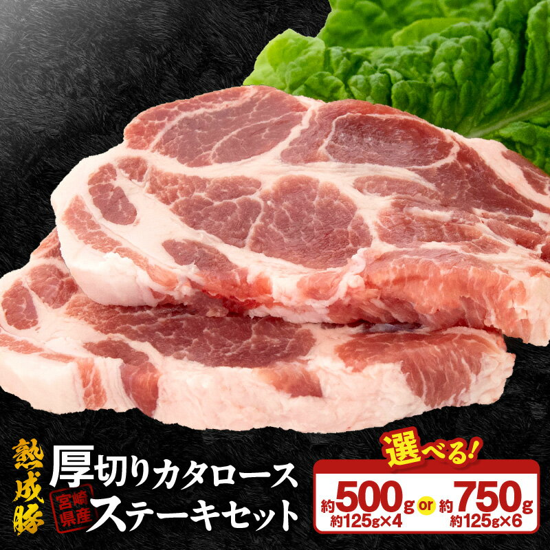 【ふるさと納税】宮崎県産 熟成豚 厚切り カタロース ステーキセット 約125g 選べる セット 4個 6個 豚肉 厳選 独自の技術 歯切れがよい ステーキ 豚ステーキ 熟成 肉味 冷凍 鏡山牧場 お取り寄せ 宮崎県 延岡市 送料無料