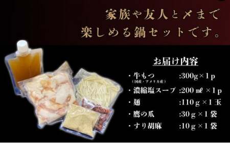 【2025年4月発送】2〜3人前 国産牛モツ入り 絶品塩もつ鍋（300g）