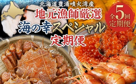【定期便5回】海鮮地元漁師厳選 噴火湾産 海の幸 スペシャル 北海道 豊浦 うに いくら ホタテ 毛ガニ【 ふるさと納税 人気 おすすめ ランキング 魚介類 カニ 毛がに 毛蟹 魚介類 うに 雲丹 えび いくら 定期便 おいしい 美味しい 甘い 送料無料 】 TYUR028