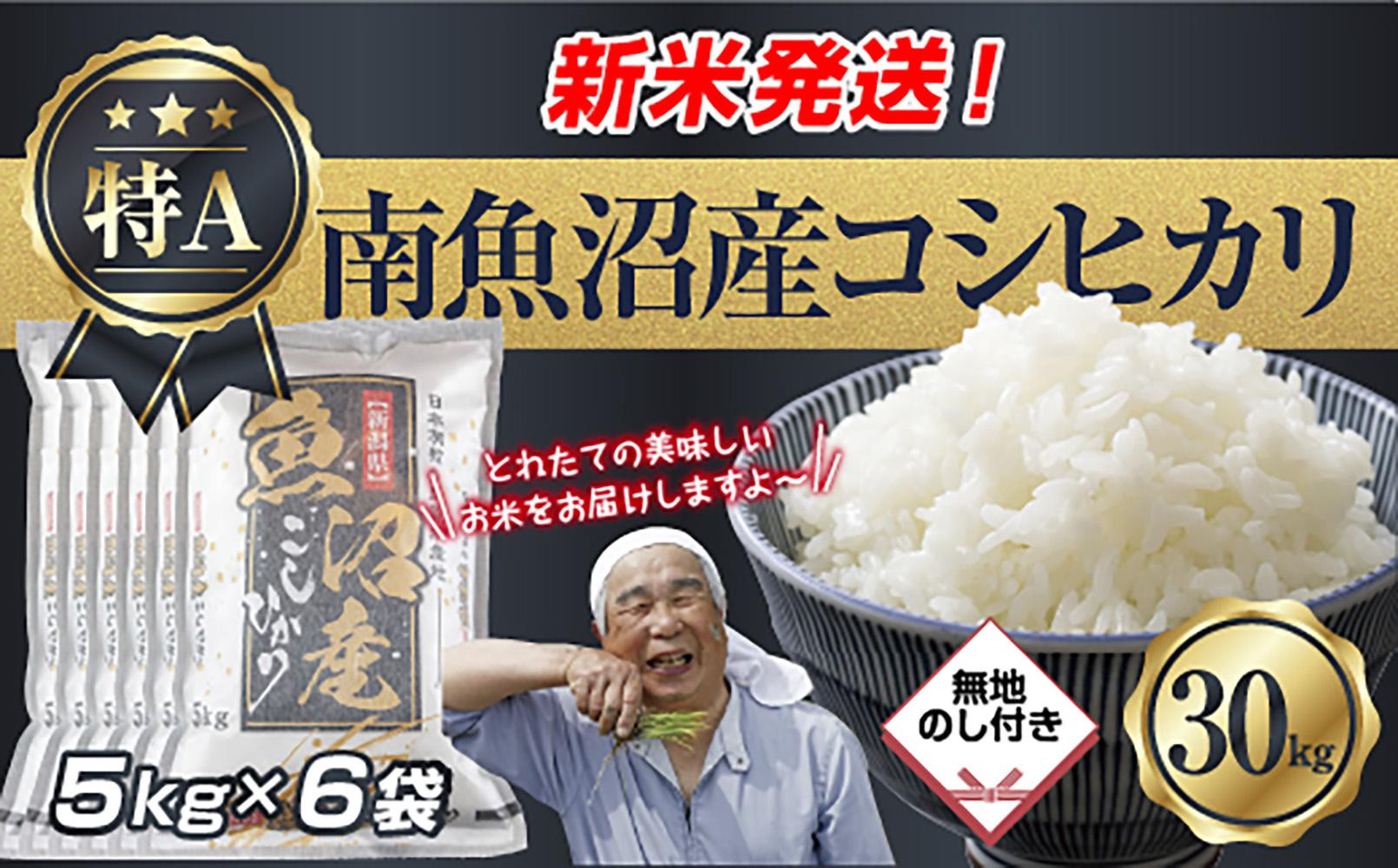 【令和8年産　新米予約】「無地のし」 新潟県 南魚沼産 コシヒカリ お米 5kg×6袋 計 30kg 精米済み（お米の美味しい炊き方ガイド付き） お米 こめ 白米 こしひかり 食品 人気 おすすめ 魚沼 南魚沼 南魚沼市 新潟県産 新潟県 精米 産直 産地直送【2026年10月中旬より1ヶ月以内に順次発送予定】