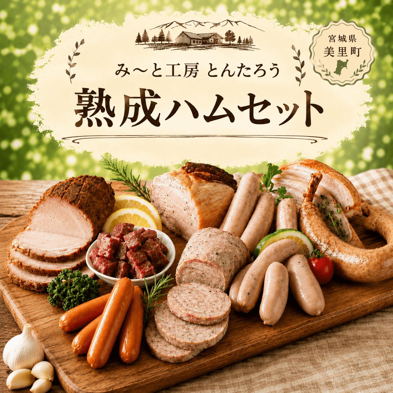 【ふるさと納税】 ハム み〜と工房とんたろう熟成ハム10点セット（ ハム ソーセージ 焼豚 スペアリブ 牛たん ）/ 肉 お肉 仙台牛 和牛 豚肉 ブタ バーベキュー パーティー