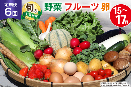 BH113 【6回定期便】 野菜・フルーツ・卵 旬のおまかせセット （野菜･フルーツ14～16種、卵6玉） [ 野菜セット 野菜 フルーツ 果物 たまご 鶏卵 産地直送 厳選 長崎県 島原市 送料無料]レビューキャンペーン