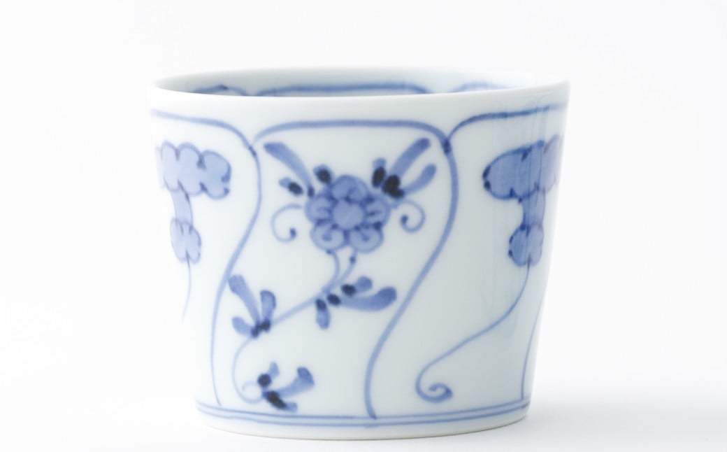 
            【渓山窯】有田焼／染付内外稔なずな　そば猪口
          