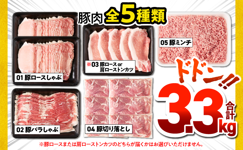 鹿児島県産豚バラエティセット 3.3kg　KN165-001