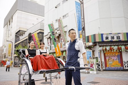 浅草人力車の一番の老舗！浅草観光人力車乗車チケット【２名様９０分コース】