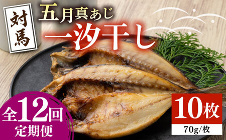 【全12回定期便】対馬 五月 真あじ 一汐干し 10枚 新鮮 アジ 干物 海産物 朝食 冷凍 [WAI044]
