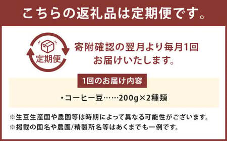 【全3回定期便】スペシャルティコーヒー 中米飲み比べセレクトセット （1回あたり：200g×2種類） 珈琲 コーヒー豆 珈琲豆 豆 まめ 粉挽き 細挽き 中挽き 中粗挽き 粗挽き 厳選 コーヒーセット