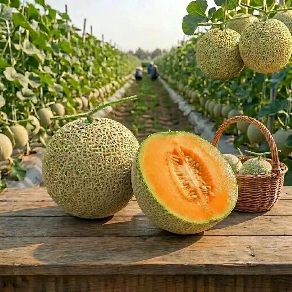 ＜残りわずか＞　追分アサヒメロン 秀品 2玉(5玉サイズ)  赤肉メロン 国産 北海道 安平町
