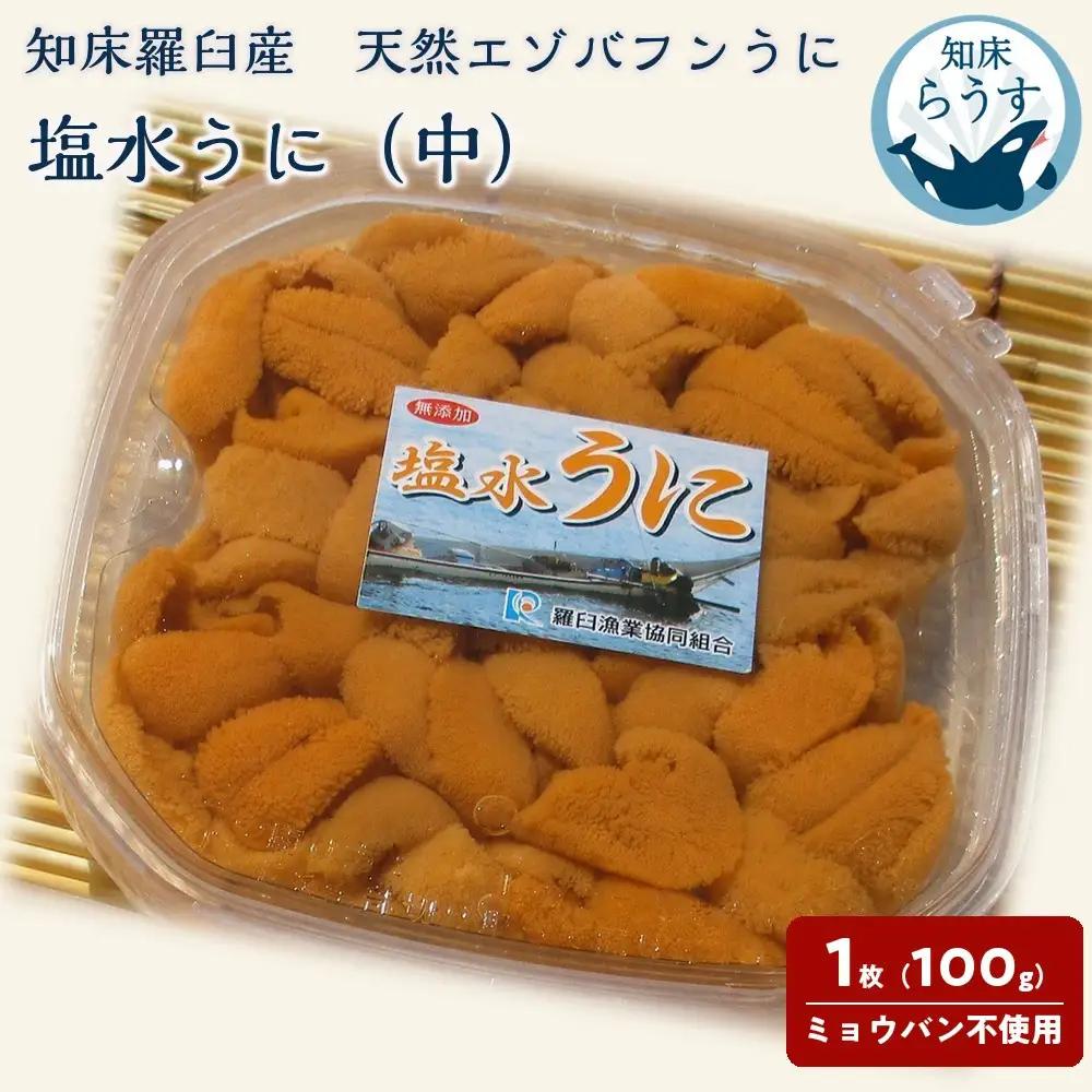 ＜先行受付＞＜27年1月～6月内発送＞天然 エゾバフンうに （中）塩水うに 100g （100g×1枚）