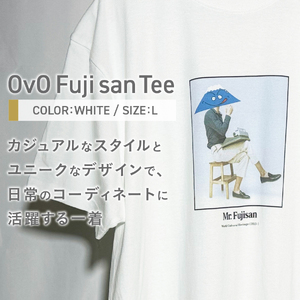 Tシャツ 半袖 WHITE Ｌサイズ 綿100％ 「 OvO Fuji san Tee 」 ユニセックス カジュアル ファッション 白 ホワイト 富士山