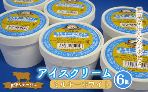 
群馬県下仁田町【神津牧場】ジャージー牛の濃厚ミルクで作った神津ジャージーアイスクリーム（牛乳味）6個入り F21K-309
