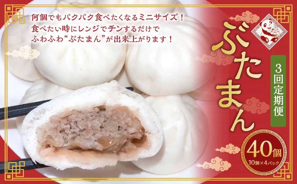 
            【全3回定期便】長崎ぶたまん 40個 (40個×3回) 合計120個 ／ ミニサイズ ぶたまん 豚まん ブタまん 中華まん 肉まん 国産豚 おやつ 朝食 軽食 レンジ 冷凍 定期便 長崎
          