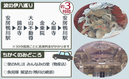 【千葉県鴨川市】観光タクシー貸切利用券 ３時間（定員４名／１台）　[0081-0001]