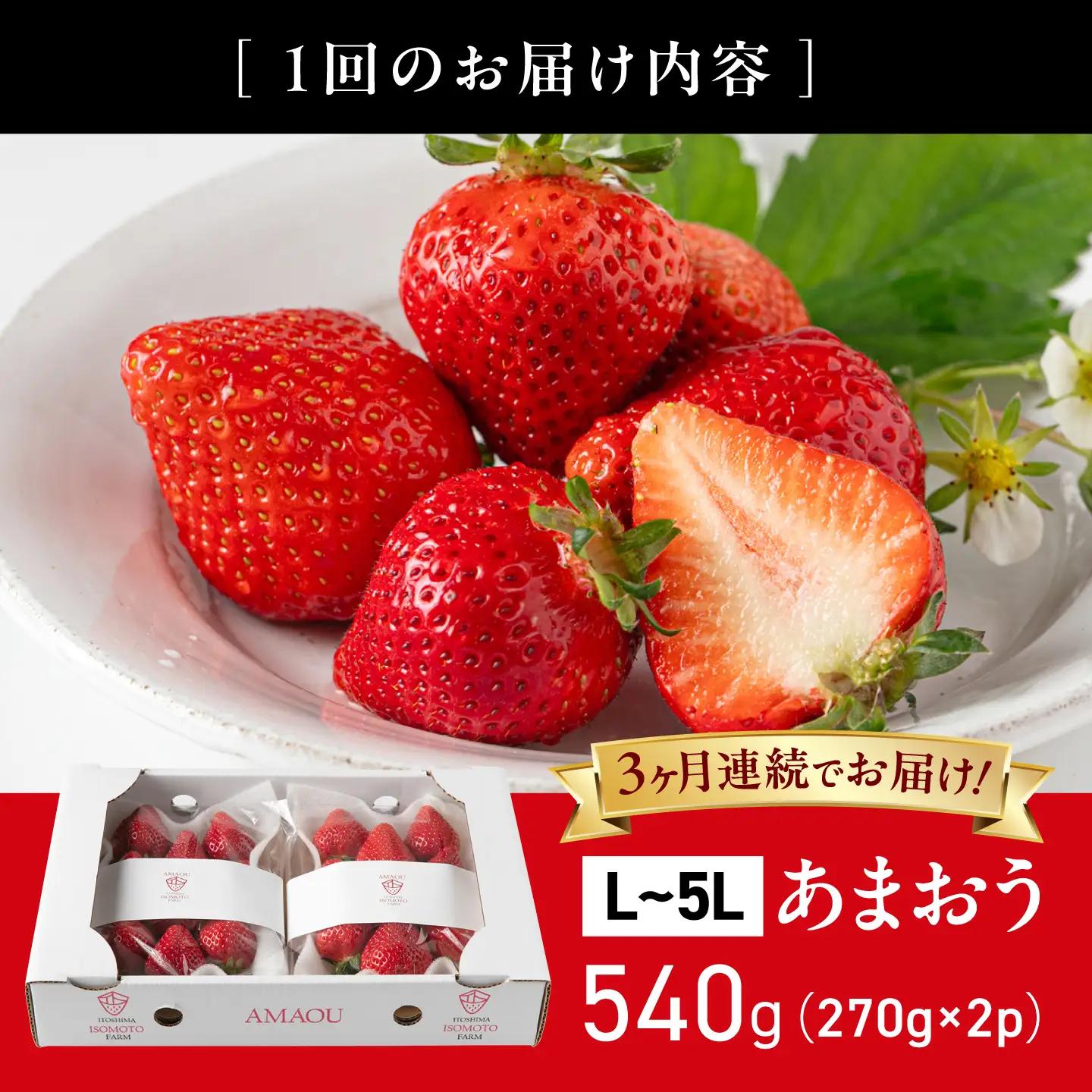 【月1回・全3回定期便】糸島 あまおう 270g×2パック  (A品B品含むL〜5L) 糸島市 / 磯本農園 / TANNAL [ATB009] いちご 苺 イチゴ ランキング 上位 人気 おすすめ 