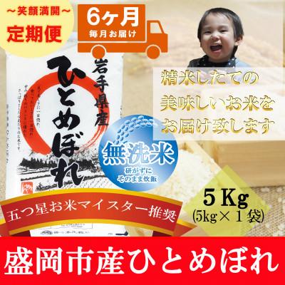 ふるさと納税 盛岡市 【毎月定期便】無洗米 ひとめぼれ 5kg全6回