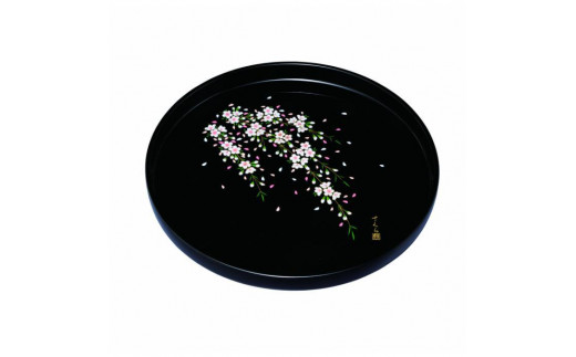 
丸盆 黒 さくら桜 24cm

