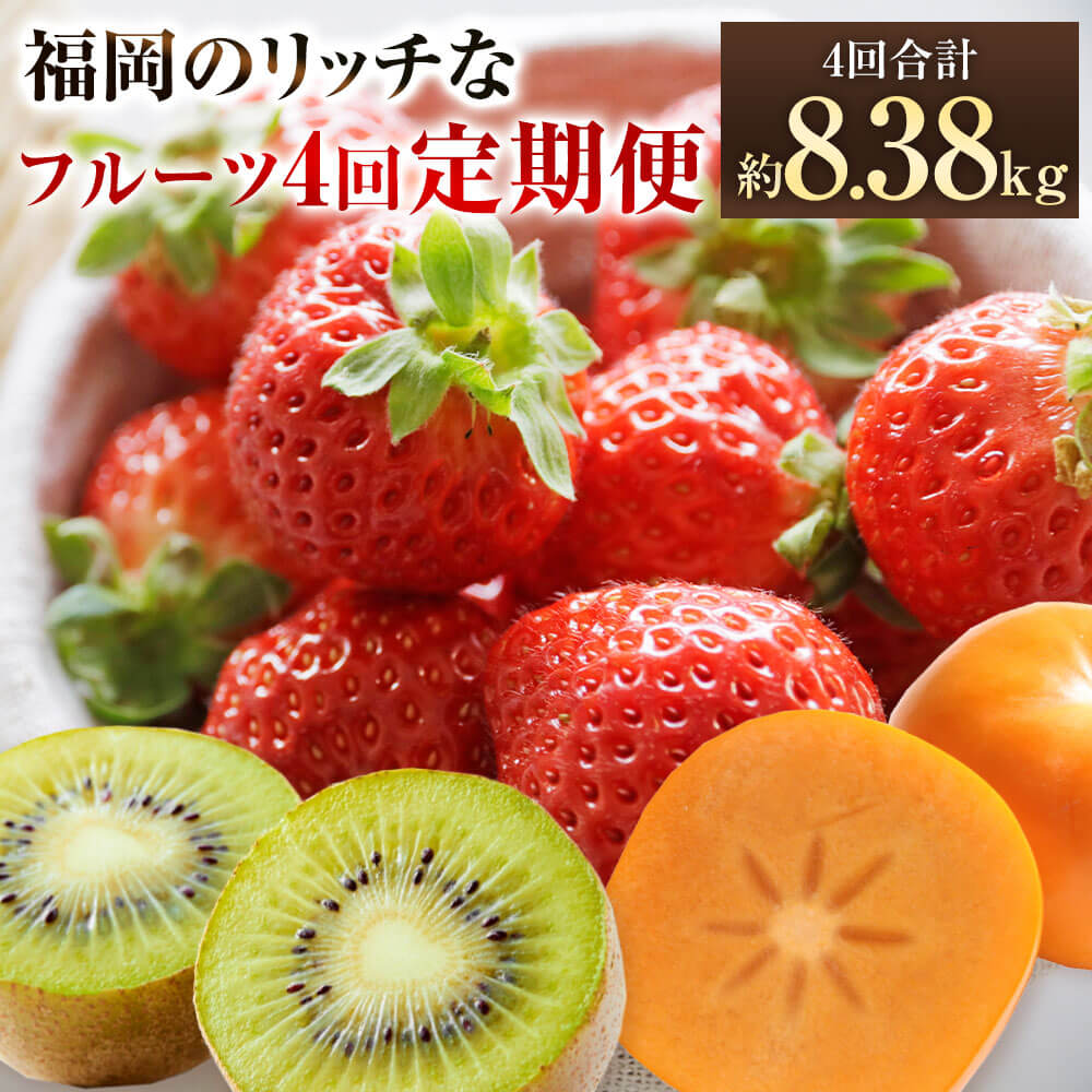 【ふるさと納税】【予約】福岡のリッチなフルーツ 4回 定期便 4回合計約8.38kg 【2025年10月下旬～2026年1月下旬発送予定】 あまおう DX デラックス 博多秋王 博多甘うぃ 福岡県産 いちご 柿 キウイフルーツ キウイ イチゴ 苺 フルーツ 果物 お取り寄せ 九州産 送料無料