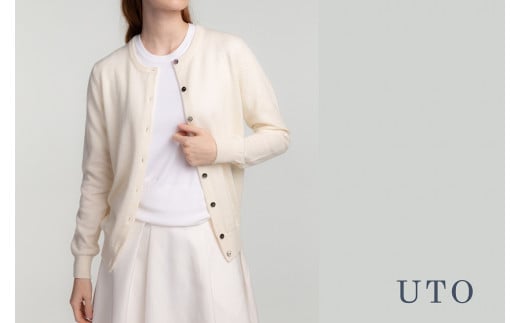 【期間限定(12/26～3/31)寄附額】【UTOカシミヤ】レディース クルーネックカーディガン カシミヤ 100% 岩手県 北上市 ユーティーオー R0116