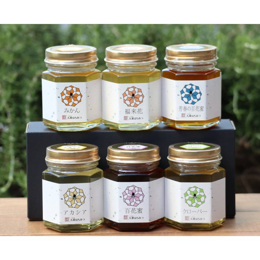 ＜舘養蜂場本店＞「九華はちみつ」6種セット（アカシア・みかん・クローバー・福来花・芳春の百花蜜・百花蜜）　各130g（計780g）