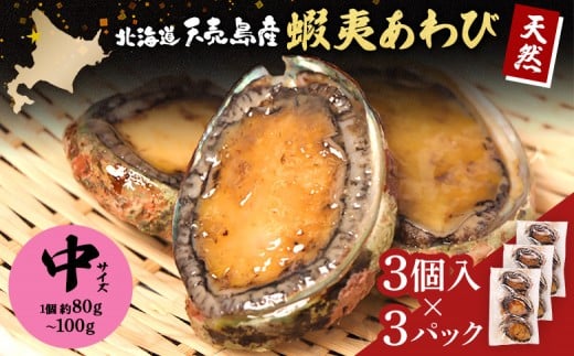 
            【北海道】天売島産 天然蝦夷あわび 中サイズ 3個入×3パック (1個 約80g〜100g) | 天然 あわび 殻付き 海鮮 おつまみ 魚介類 酒の肴 高級 食材 冷凍 刺身 バター焼き 炊き込みご飯 ソテー グルメ お祝い 贈答品 食卓 特別 旨味 凝縮 北海道 天売島 お取り寄せ ワンストップ マイページ マリナシーフーズ 羽幌町【02171】
          
