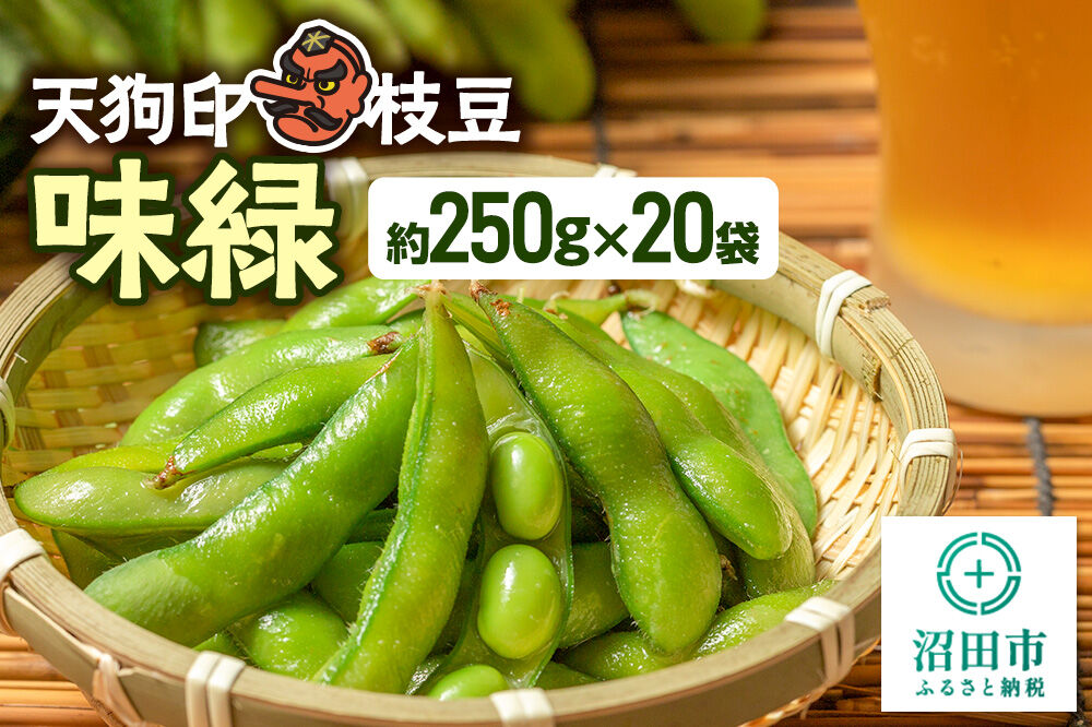 天狗印枝豆「味緑」約250g×20袋 [枝豆 えだまめ エダマメ おつまみ 大豆 手で収穫 天狗印 味緑 群馬県 沼田市]