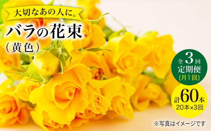 
【3回定期便】【記念日には バラ を送ろう】 バラ の 花束 （黄） 花 花束 バラ ばら ブーケ 記念日 贈答 ギフト プレゼント ＜花工房るふらん＞ [CCR032]
