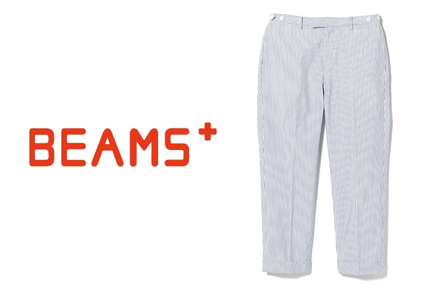 
            【ふるさとチョイス限定】【先行予約】BEAMS PLUS　アイビートラウザーズ シアサッカー ブルーストライプ（アンクルカット）　【 選べる サイズ 】 ｜ おしゃれ ボトムス パンツ 北海道 札幌市
          