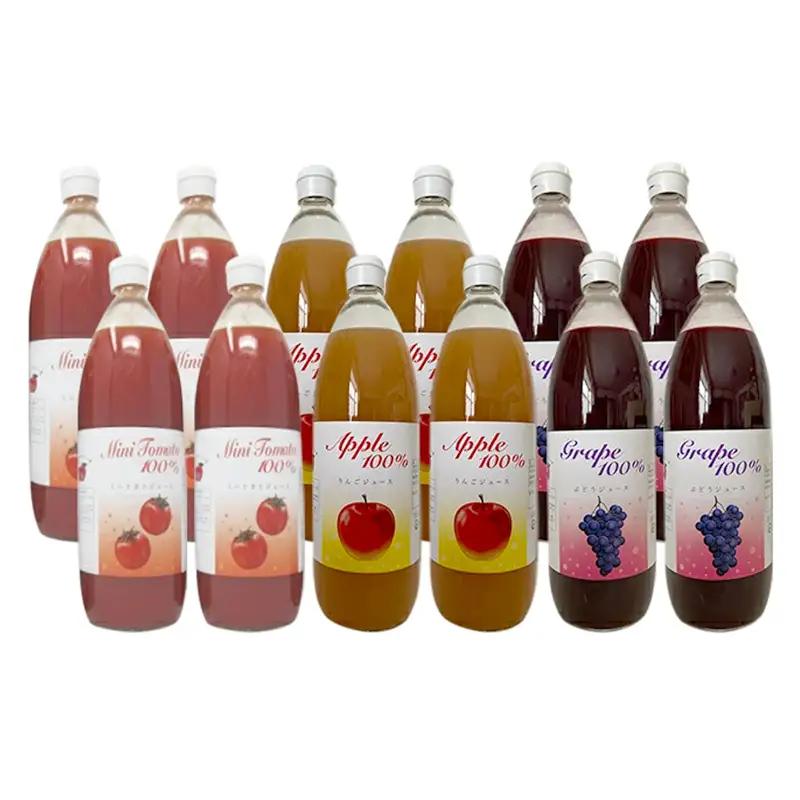 笠井園のジュース3種セット 計12本（ミニトマト リンゴ ブドウ：各1L×4本ずつ ）トマトジュース 飲料類 りんご 果汁飲料 野菜飲料 ぶどうジュース ジュース [くだものの笠井園]