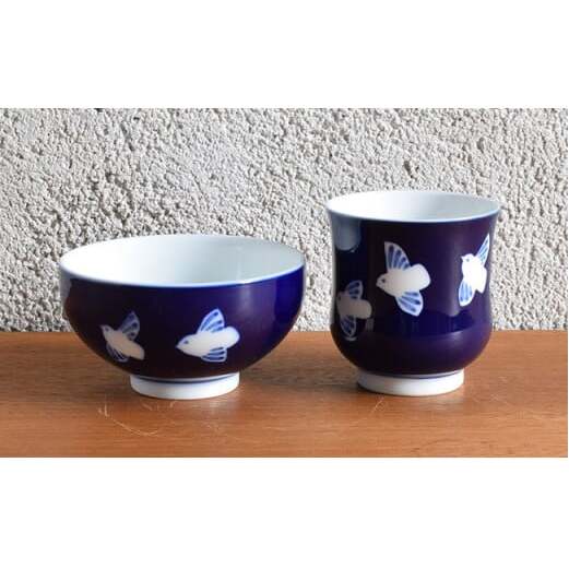 深川製磁 有田焼 ふくら雀 飯碗・湯呑セット A70-134_イメージ2