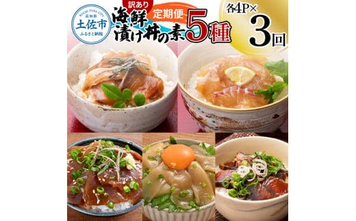 
										
										【3回定期便】訳あり土佐の海鮮漬け丼（5種×各4袋）セット 漬け丼の素 タイ 鯛 ブリ 鰤 マグロ 鮪 イカ カツオ 鰹 たたき 新鮮 魚 おかず おつまみ 惣菜 小分け 簡単 訳アリ わけあり
									