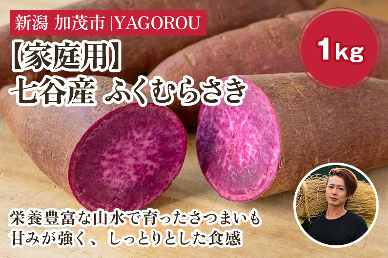 
            【家庭用】ふくむらさき 1kg（A品・B品混在） 新潟県加茂市七谷産 さつまいも《11月下旬〜順次発送》 サツマイモ お芋 焼き芋 スイートポテト 野菜 根菜 低温熟成 加茂市 YAGOROU ヤゴロウ
          