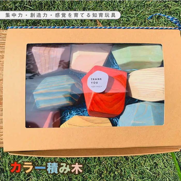 集中力・創造力・感覚を育てる知育玩具☆カラー積み木 吉野ヶ里町/Dondonyokunaru [FCF007]