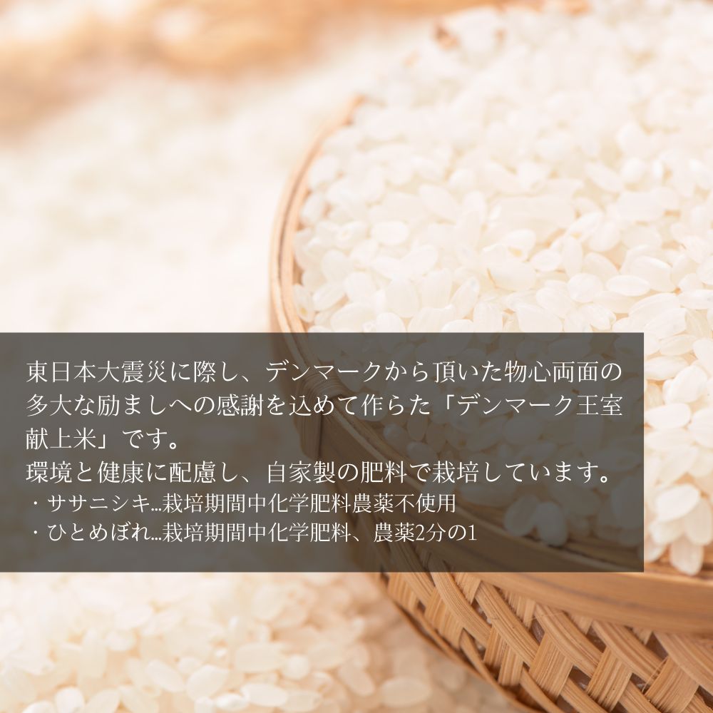 宮城県産 【令和6年産】 【新米】 デンマーク王室献上米 セット ササニシキ 精米 2kg ひとめぼれ 精米 2kg 計4kg 米 こめ おこめ 栽培期間中 化学肥料 減農薬 佐藤農園 宮城県 東松島