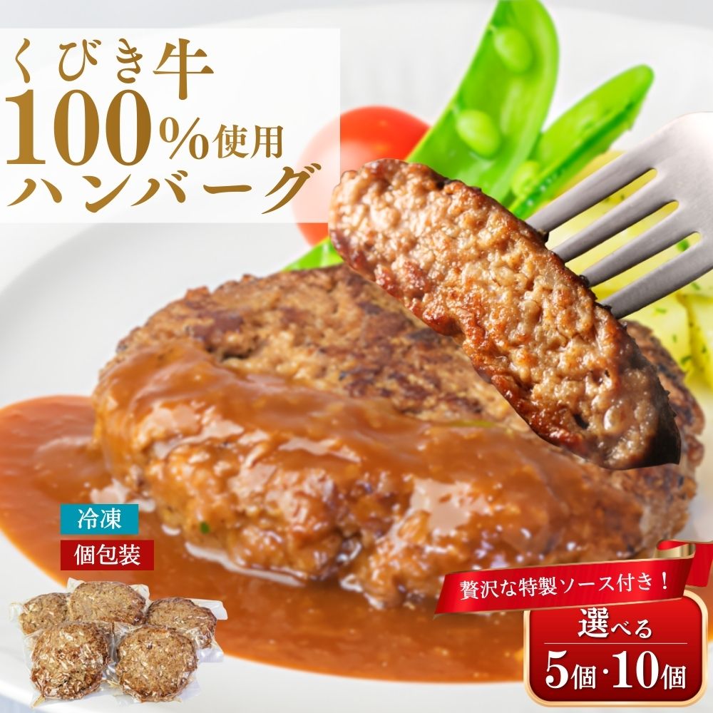 【ふるさと納税】くびき牛 100％ ハンバーグ 5個 10個 岩の原赤ワインソース+ブルギニョンバター 冷凍 ソース付き 湯煎 湯せん