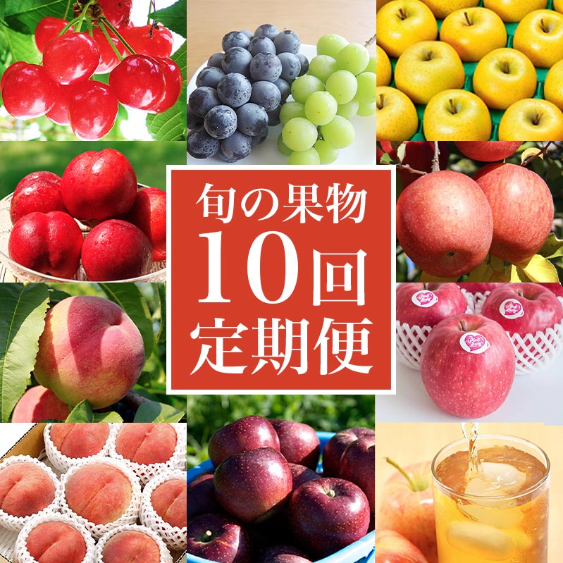 ［年10回定期便］ 信州の人気フルーツ定期便10回コース ［小布施屋］フルーツ 果物 ネクタリン もも 白桃 シャインマスカット 林檎 りんご リンゴ お楽しみ りんごジュース 信州 長野県産 令和7年産 【2025年6月中旬～2026年2月発送】