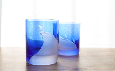 浅草切子 aquatic「Penguin Climb 青藍」_0012-032-T04