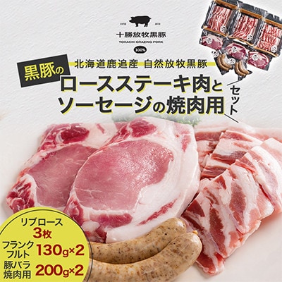 【毎月定期便】黒豚のロースステーキ肉とソーセージの焼肉用セット全10回【配送不可地域：離島】