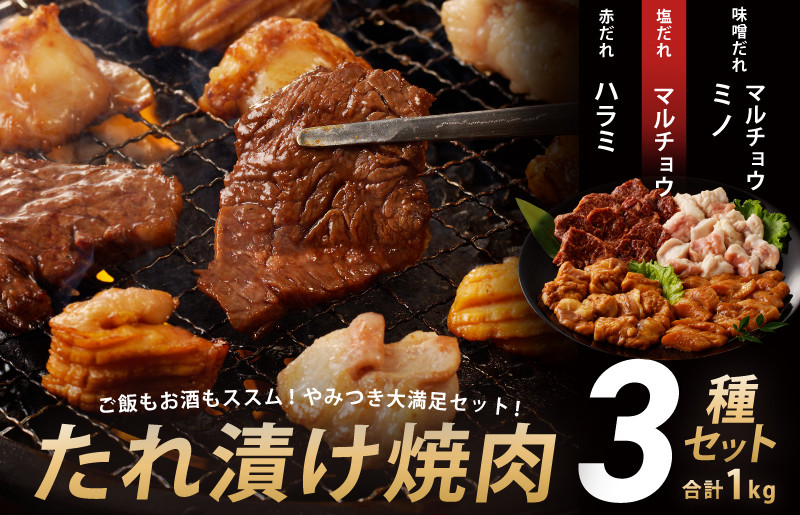 
アキラ商店 3種盛り合わせセット 合計 1kg 焼肉用ホルモン 牛肉 ハラミ ミノ 小腸
