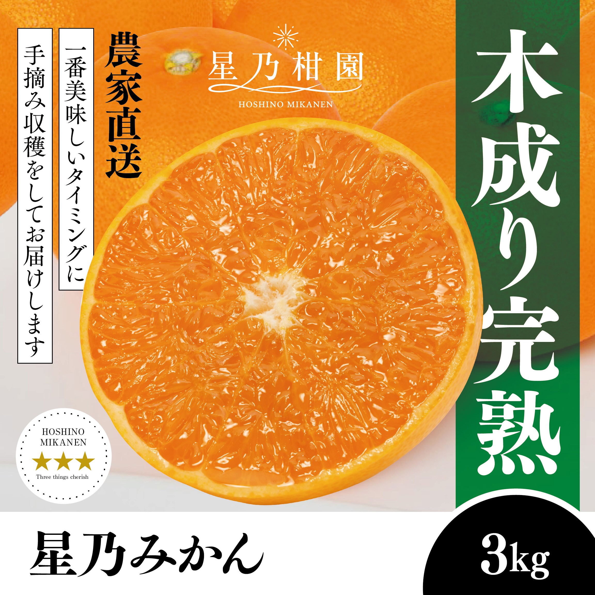 
                  ＜三つ星ブランド＞星乃みかん(3kg)＜A45-96＞【1625777】 YWTAZ058
                