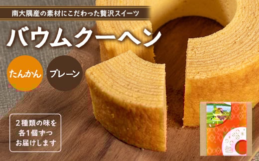 
            バウムクーヘン 2個セット ( プレーン ・ たんかん )｜菓子 おかし スイーツ デザート バウムクーヘン 食品 人気 おすすめ たんかん 柑橘 SH-714
          