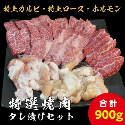 【ふるさと納税】【特上ロース&特上カルビ/ホルモン】特選焼肉たれ漬けセット 計900g【配送不可地域：離島】【1683013】
