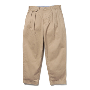 BEAMS PLUS 2プリーツ ツイル パンツ　KHAKI　L